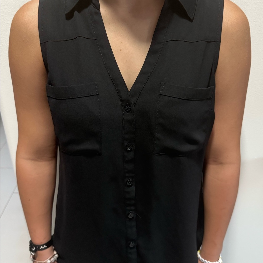 Express Black Button-Down Blouse - image 1